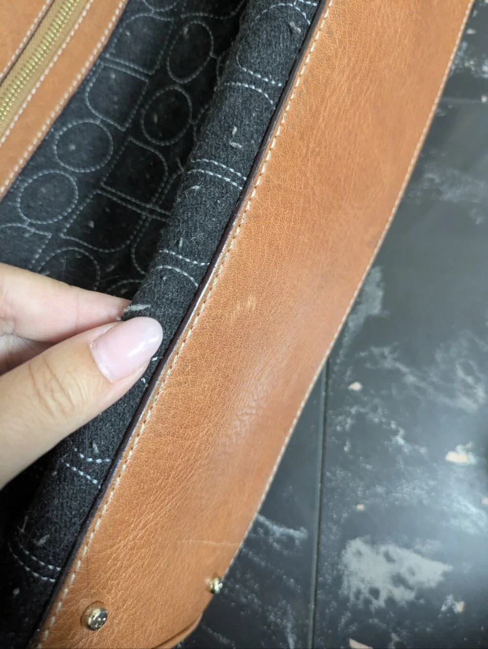 Kate Spade Gray Wool Geometric Pattern Handbag